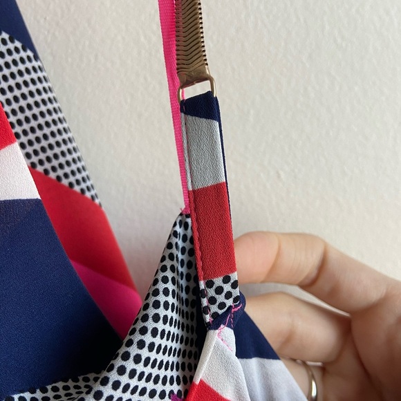 Asymmetrical halter low back Dress colour block high low hem - Picture 10 of 16